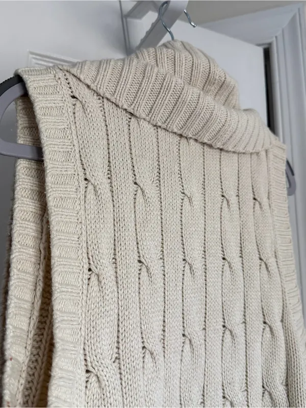 Ralph Lauren Vintage 100% Tussah Silk Cable Knit Cardigan Vest Sleeveless Medium - Image 6