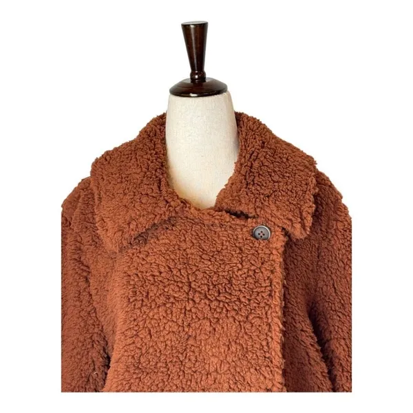 BB Dakota Coat Women Small Brown Sherpa Fuzzy Teddy As‎ She Goes Jacket NWOT - Image 5