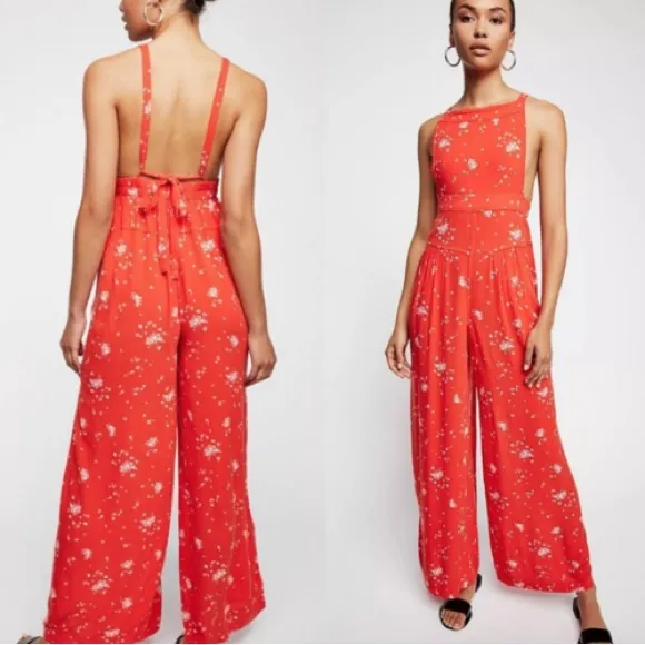Free People Sweet in the Streets Floral Overalls Jumpsuit - Image 2