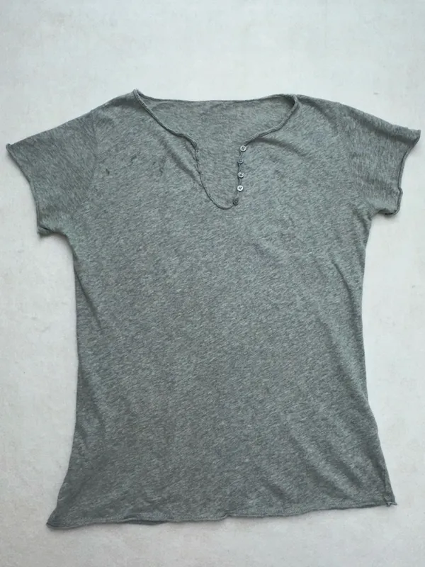 Zadig & Voltaire Gray Woman’s T-Shirt with Metallic Camo Skull Size Lg - Image 5