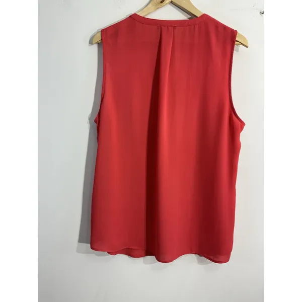 womans adrianna papell Blouse XL Melon Button Down V Neck - Image 2