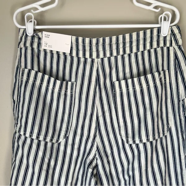 American Eagle Women’s Striped High Rise Taper Fir Pants Size 12 New - Image 4