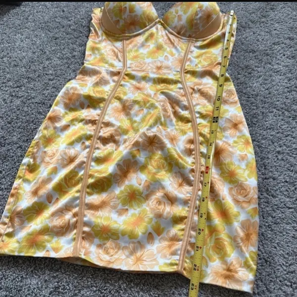 Oh Polly Yellow Floral Strapless Bodycon Dress - Image 6