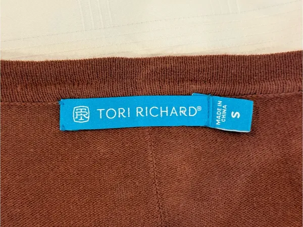 Tori Richard Women’s Small Rust Brown Lightweight Cardigan Sweater Cotton Blend - Image 8
