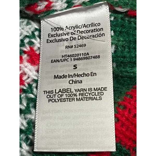 Holiday Time Ugly Unisex Christmas Santa Sweater Pocket House‎ Red/Green Sz S - Image 7