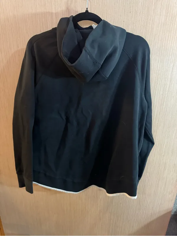 Women’s Nike Tech Black Full-Zip Hoodie with White Accents Size Medium - Image 2