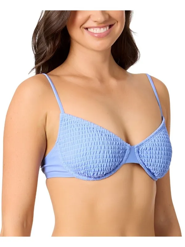 Salt + Cove Juniors Smocked Underwire Bikini Top SC251003CT Cornflower Blue S - Image 9