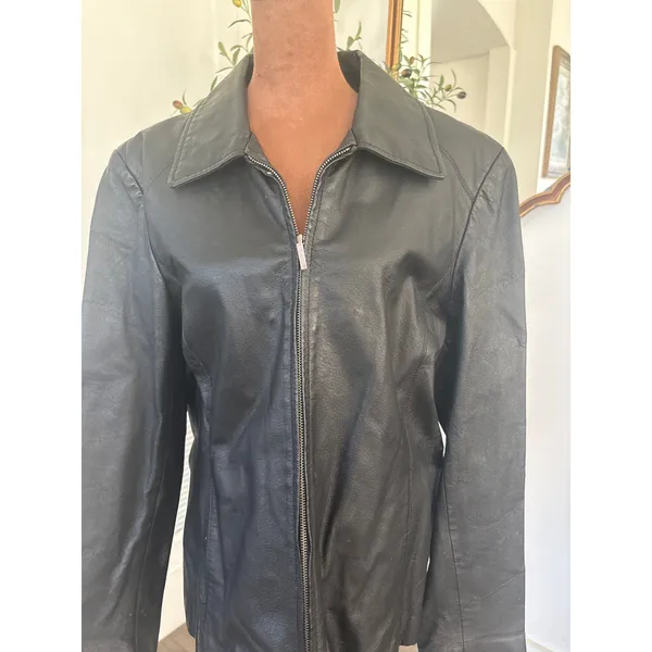Colebrook Classics Black Genuine Nappa Leather Zip Up Jacket Womens Large L - Image 2