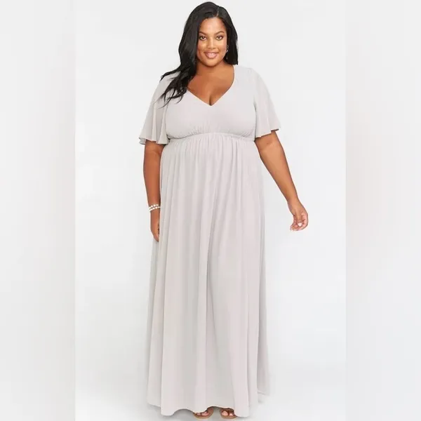 Show Me Your Mumu Emily Empire Maxi Dress Dove Grey Size 1X NEW NWT - Image 3