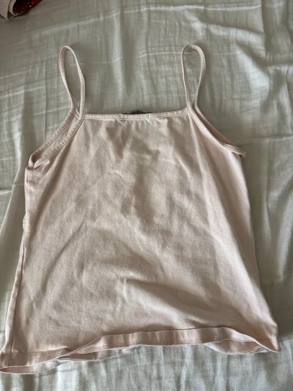 Brandy Melville Pale Pink Ribbed Button-Front Tank - Image 3