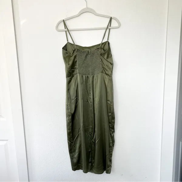 NWT Reformation Oaklie Silk Midi Dress in Artichoke Green - Image 4