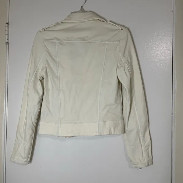 Anthropologie Marrakech Ivory cream moto zip cotton jacket size xxs - Image 5