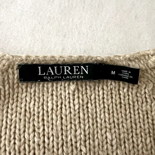 Ralph Lauren Beige Knitted Scoop Neck Sweater - Image 6