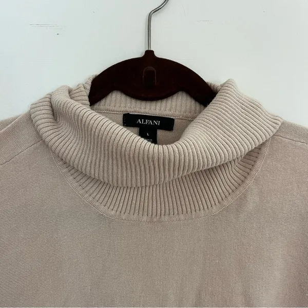 Alfani Turtleneck Poncho Beige Tan Size Large - Image 2