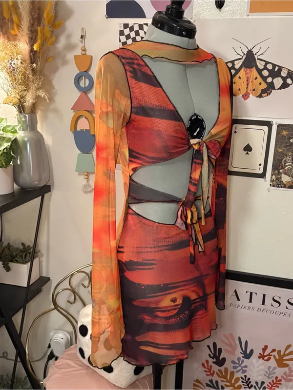Jaded London Abstract Mesh Cutout Mini Dress UK 8 / US 4 - Image 5