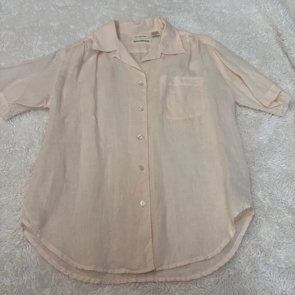 VGT Banana Republic Womens Pink Irish Linen Button Up Cottage Pheasant Fairy S - Image 2