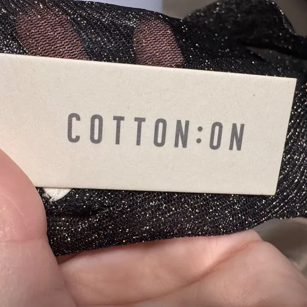 NWT COTTON ON Black Metallic Mesh Crop Top M Grunge Goth Festival‎ Punk Fetish - Image 7