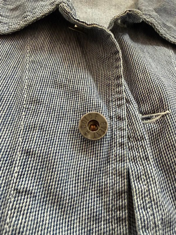 Agolde vintage-style blue hickory stripe jacket size S - stain on sleeve in pic - Image 4