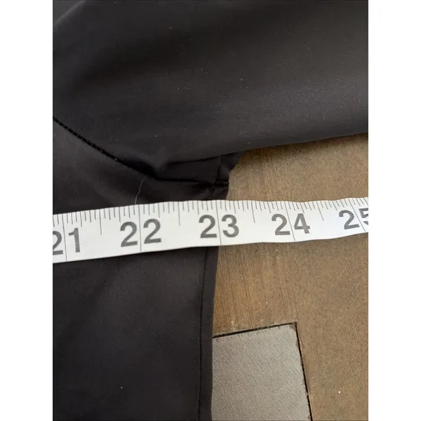 Rachel Zoe Black Satin Button Down Blouse Womens Size L Long Sleeve Band Collar - Image 5
