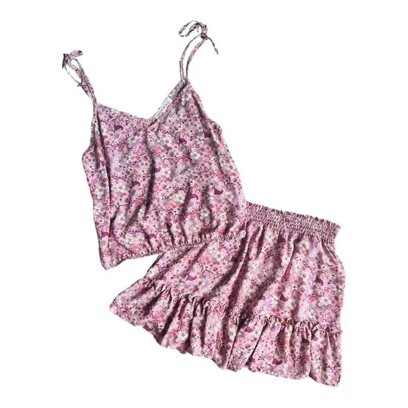 Lola & Grace 2 piece Floral Set Outfit Tank Skirt‎ Medium festival - Image 3