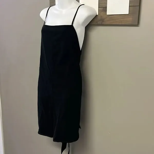 ZARA Black Pull-On Spaghetti Strap Cotton Romper w/ Attached Belt Straps- Large - Image 3
