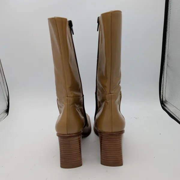 Paul Green Tan Leather Square Toe Block Heel Mid Calf Boots 4.5 UK‎ 7 US 40238 - Image 5
