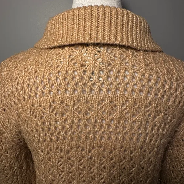 Joie Brown‎ tan Crochet Collar Button Front Cardigan Sweater Top Size S - Image 6