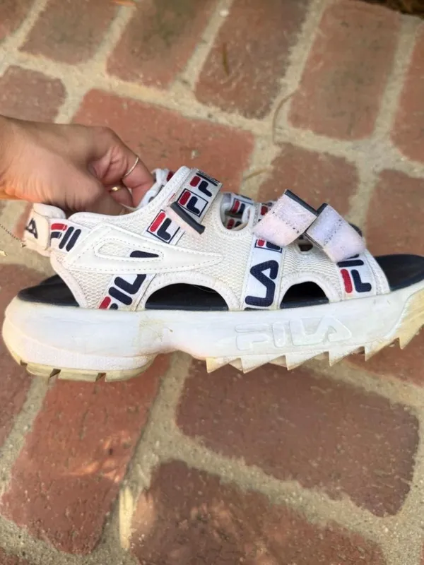 Fila red white blue distributor chunky sandals logo stripes sz 8 women’s #patriotic #utility #streetwear - Image 5