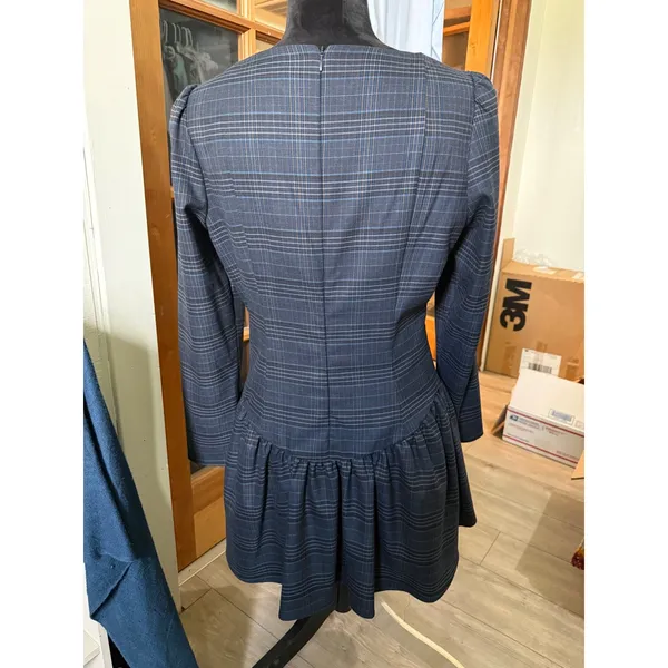 Gianni Bini Kendall Blue Plaid Square Neck Drop Waist Mini Dress NWT Size 10 - Image 2