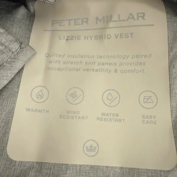 Peter Millar Lizzie Hybrid Vest Womens Large Cream Gray Plaid Quilted Full Zip - Image 10
