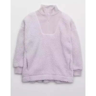 Aerie Lavender Sherpa Quarter Zip - Image 2