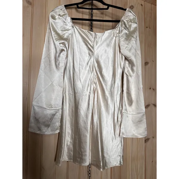 NWT Lulus Sensational Fate Champagne Satin Cowl Neck Mini Dress Party Classy S - Image 6