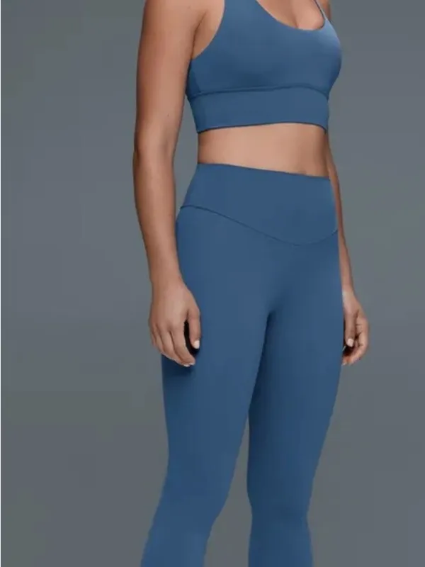 Oysho Sport Comfortlux deep blue High-Waist lettuce hem Performance Leggings, XS - Image 3
