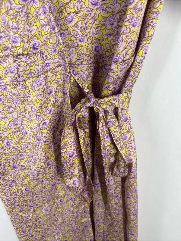 VILA Violetta‎ Wrap Dress — Yellow & Lilac Floral - Image 6