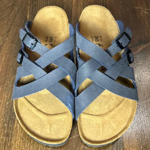 Birkenstock Sandals W10 M8 Blue Strappy Slide Comfort Orthopedic Boho Casual - Image 4
