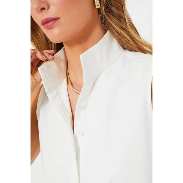 NWT Tuckernuck Charlie in White Sleeveless Cotton Blend Shirt Dress XL - Image 3
