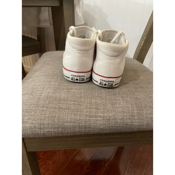 Converse All Star Mid Top White Canvas‎ Sneakers Classic Casual Shoes W10 - Image 4