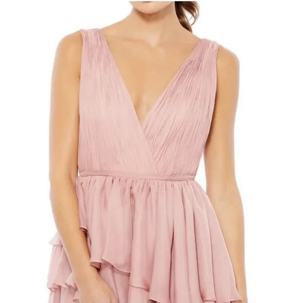 MAC DUGGAL 55320 DRESS Size 4 Rose Pink Ruffle‎ Pleated Train - Image 3