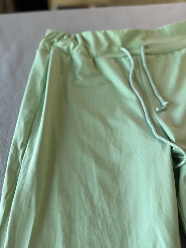 Women's Wide Leg Pull On Drawstring Elastic Waist Light Green Pant Size XL #2608 - Image 2