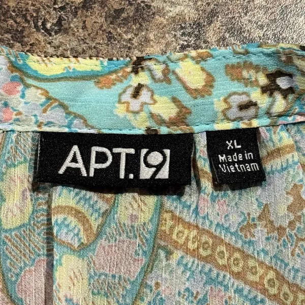 Apt 9 Top Sheer Floral Cottage Boho Prairie Romantic Ethereal Fairy Blue Size XL - Image 3