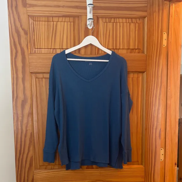 American Eagle Size Medium Blue Thermal Long-Sleeve Shirt - Image 3