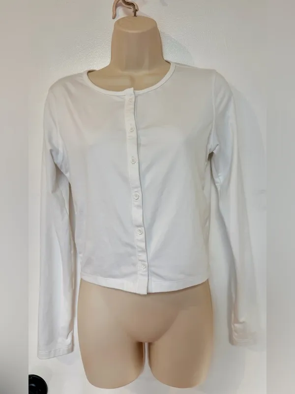 Lot of 2 CRZ YOGA Cloud Jersey Button Cardigans Size S White & Mojave Tan - Image 3