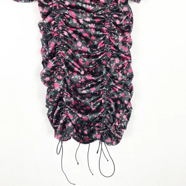 For Love and Lemons Melrose Mini Dress Medium Floral Puff Sleeve Ruched Corset - Image 10