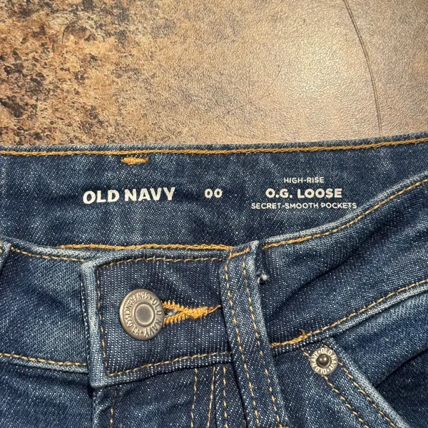 NEW Old Navy Jeans OG Loose High Rise Carpenter Wide Leg‎ Workwear Baggy Blue 00 - Image 3