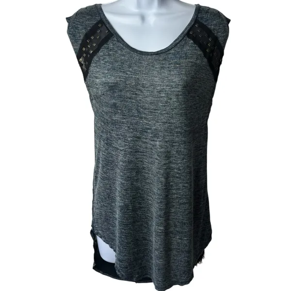 We The Free Studded Slub Jersey Tank Top Deep Blue‎ Black Rocker Grunge M - Image 2