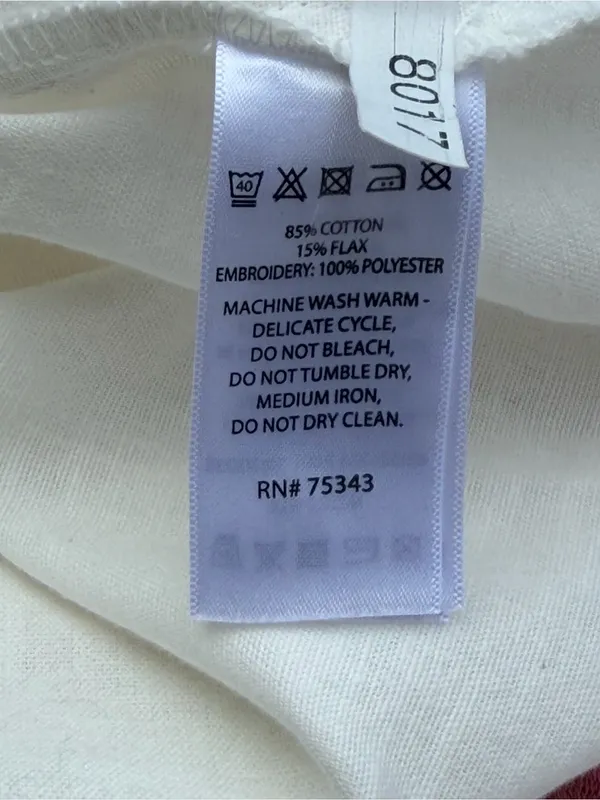 Calypso St. Barth Embroidered Linen Blend Blouse Women Small White Pink - Image 5