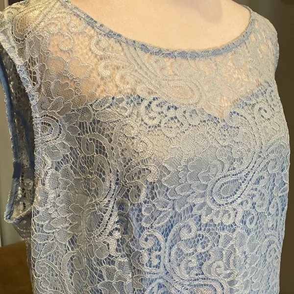 Women’s Blue Floral Lace High Low Cocktail Party Bridesmaid Dress Size XL NEW - Image 3
