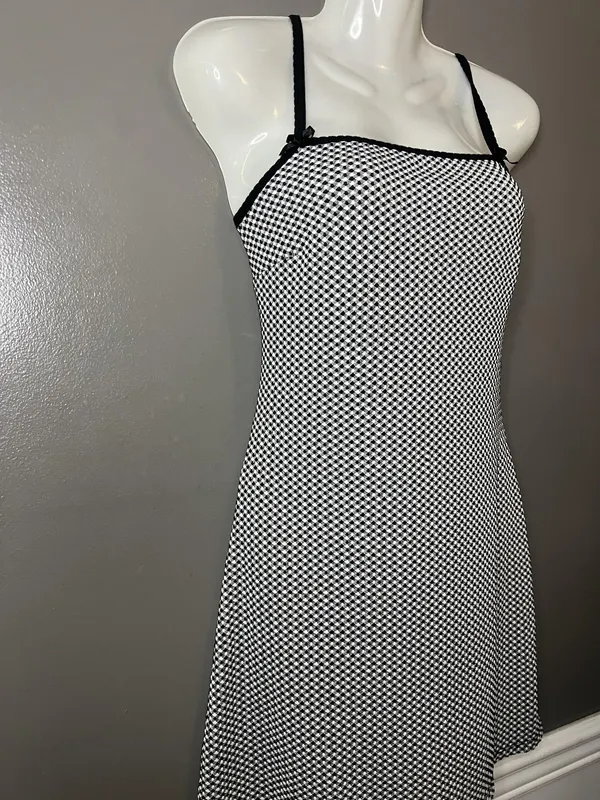 Wild Fable Dress Womens XS Black Check Slip Sundress Mini Square Neck - Image 3