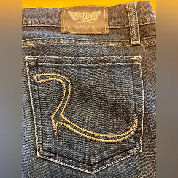 Rock & Republic Blue Flare Wide Leg Jeans - Image 8