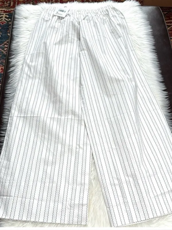 Princess Polly White Striped Wide Leg Relaxed Fit Pants NWT 6 - Image 2